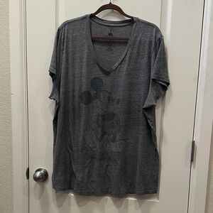 Disney Charcoal Mickey Mouse Women's V-Neck Tee